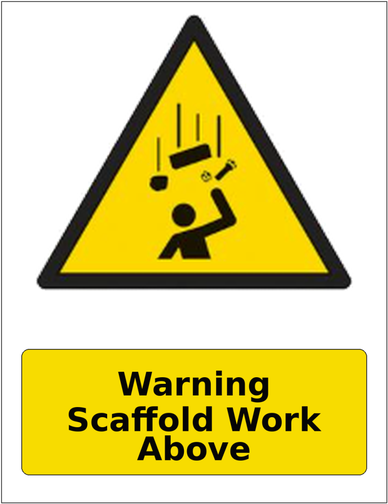 Warning Scaffold Work Above portrait falling objects warning sticker