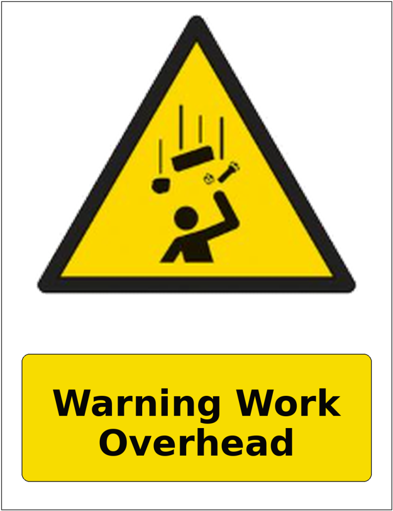 Warning Work Overhead portrait falling objects warning sticker