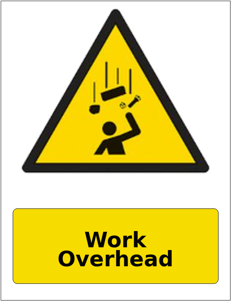 Work Overhead portrait falling objects warning sticker