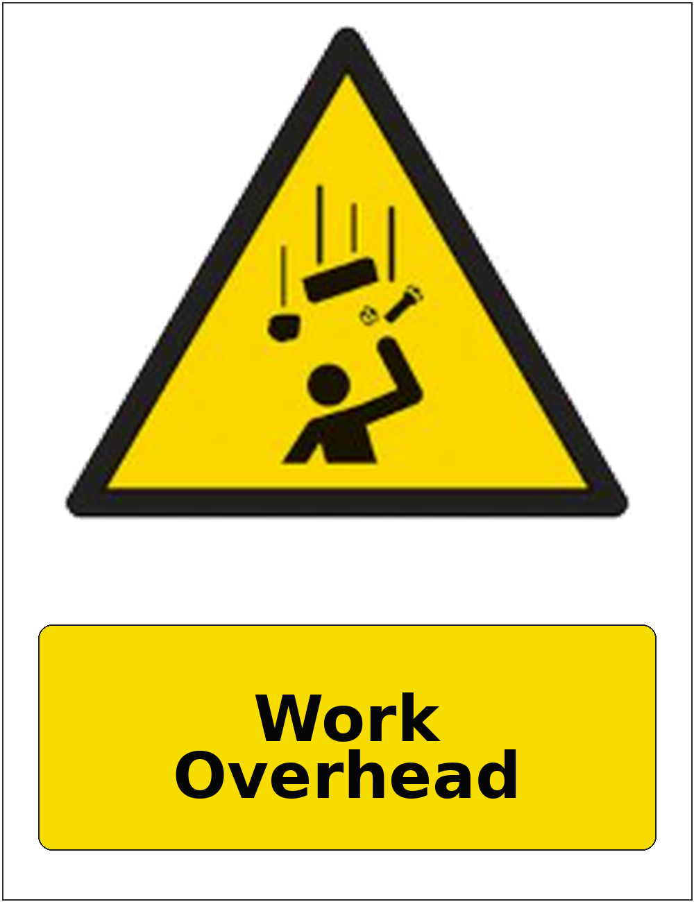 Work Overhead portrait falling objects warning sticker