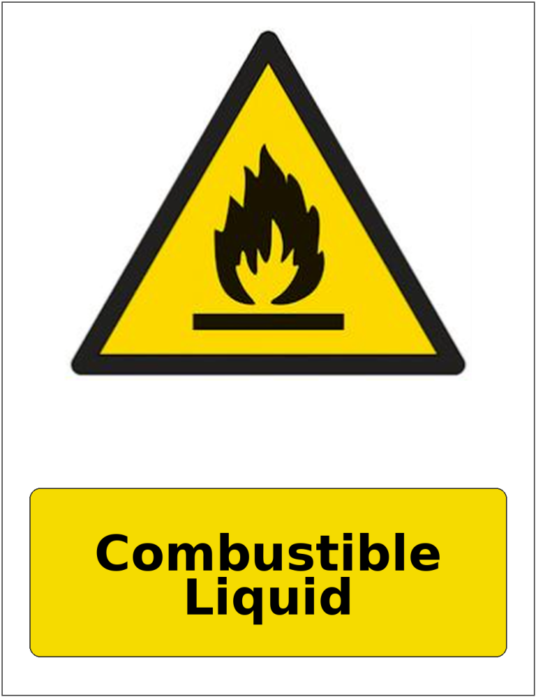 Combustible Liquid portrait flammable warning sticker