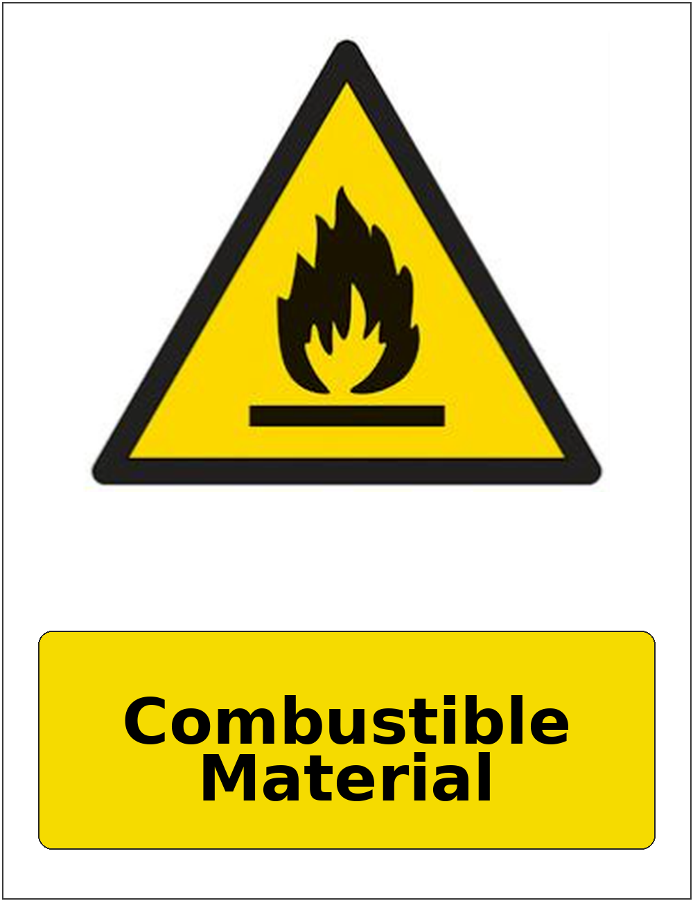 Combustible Material portrait flammable warning sticker
