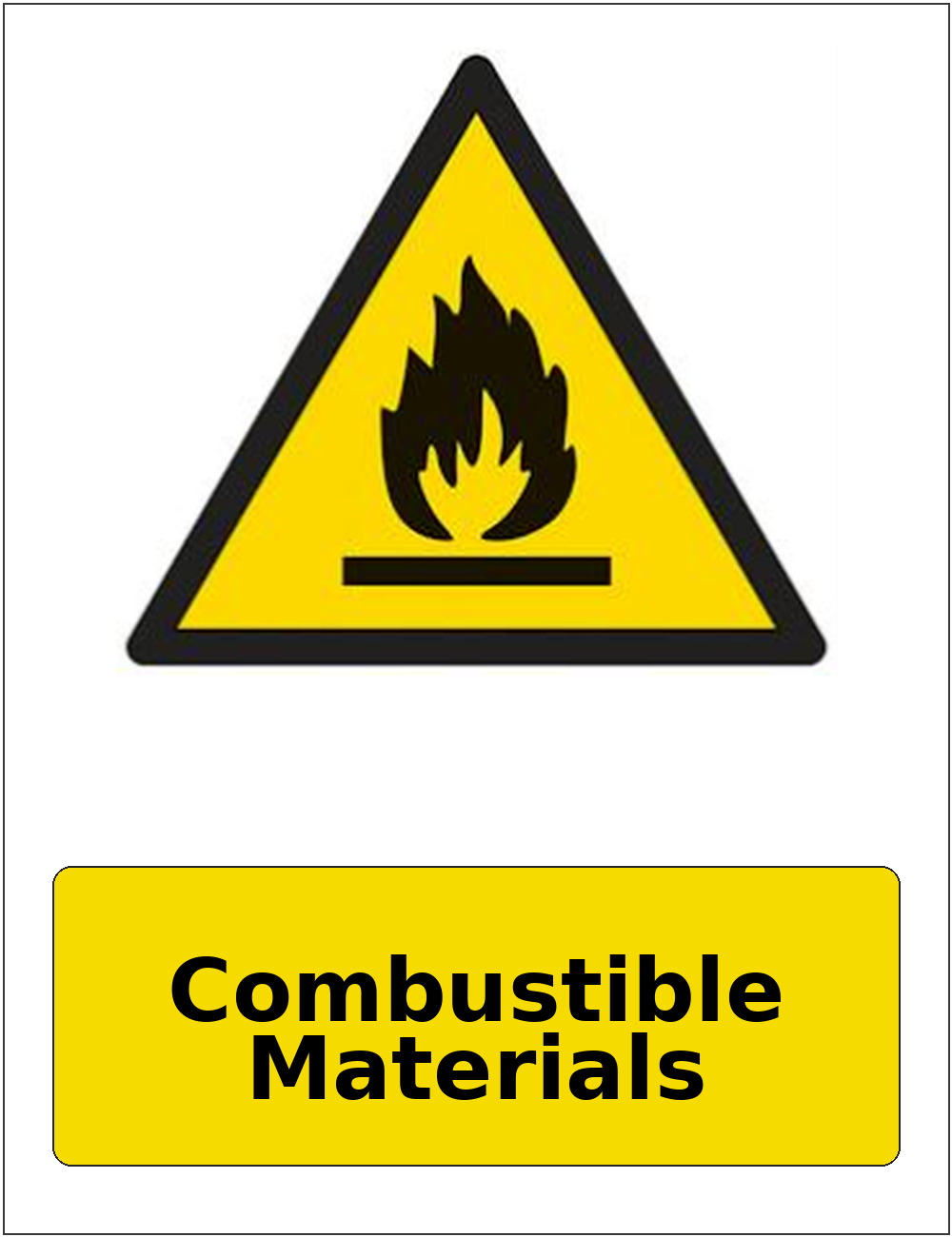 Combustible Materials portrait flammable warning sticker