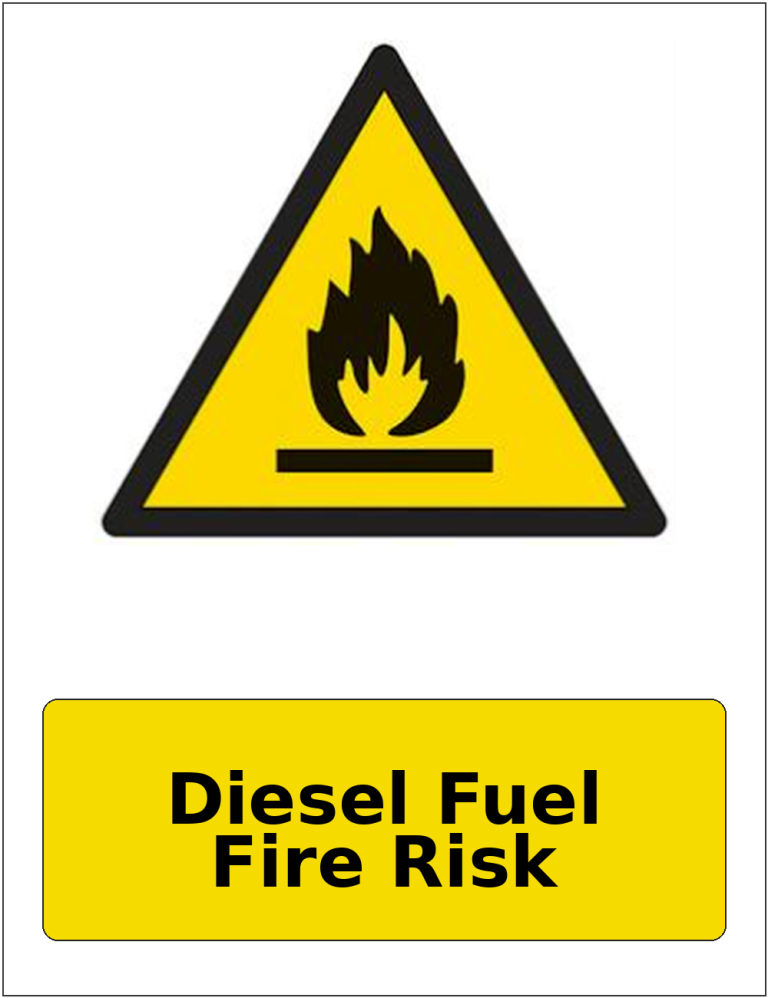 Diesel Fuel Fire Risk portrait flammable warning sticker