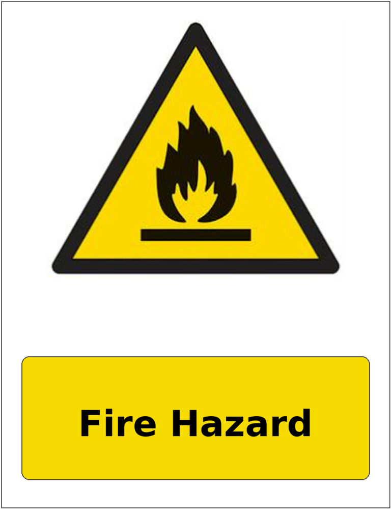 Fire Hazard portrait flammable warning sticker