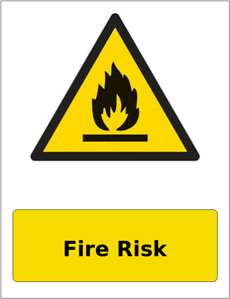 Fire Risk portrait flammable warning sticker