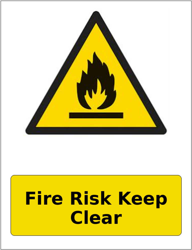 Fire Risk Keep Clear portrait flammable warning sticker