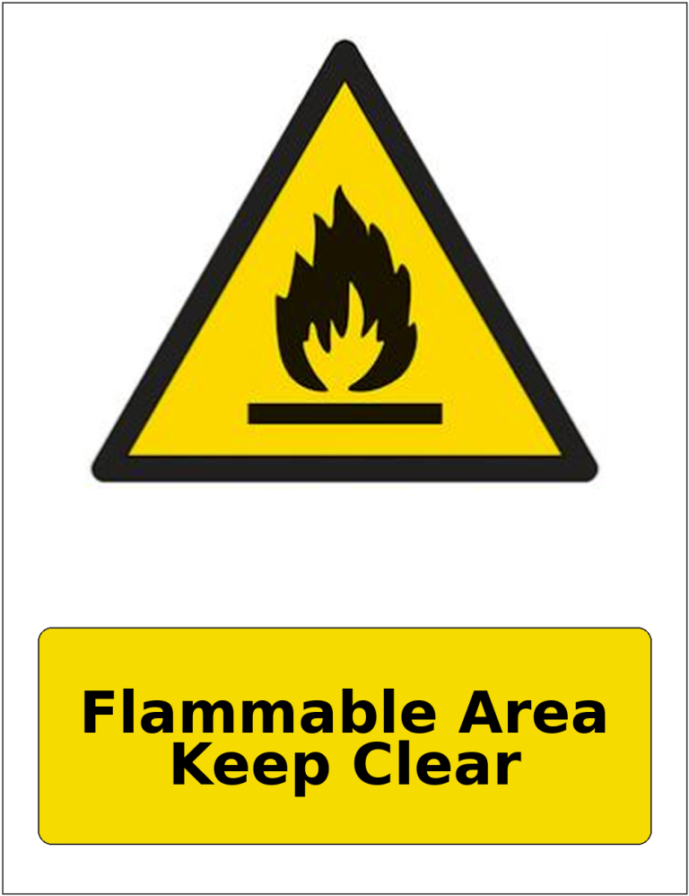 Flammable Area Keep Clear portrait flammable warning sticker