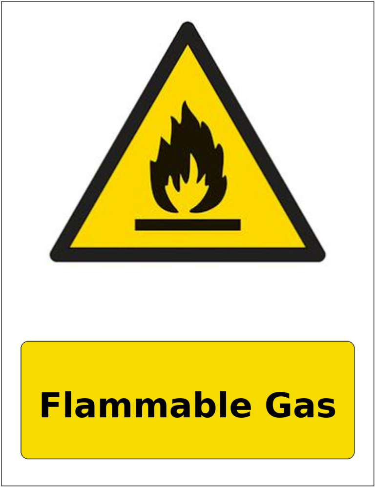 Flammable Gas portrait flammable warning sticker