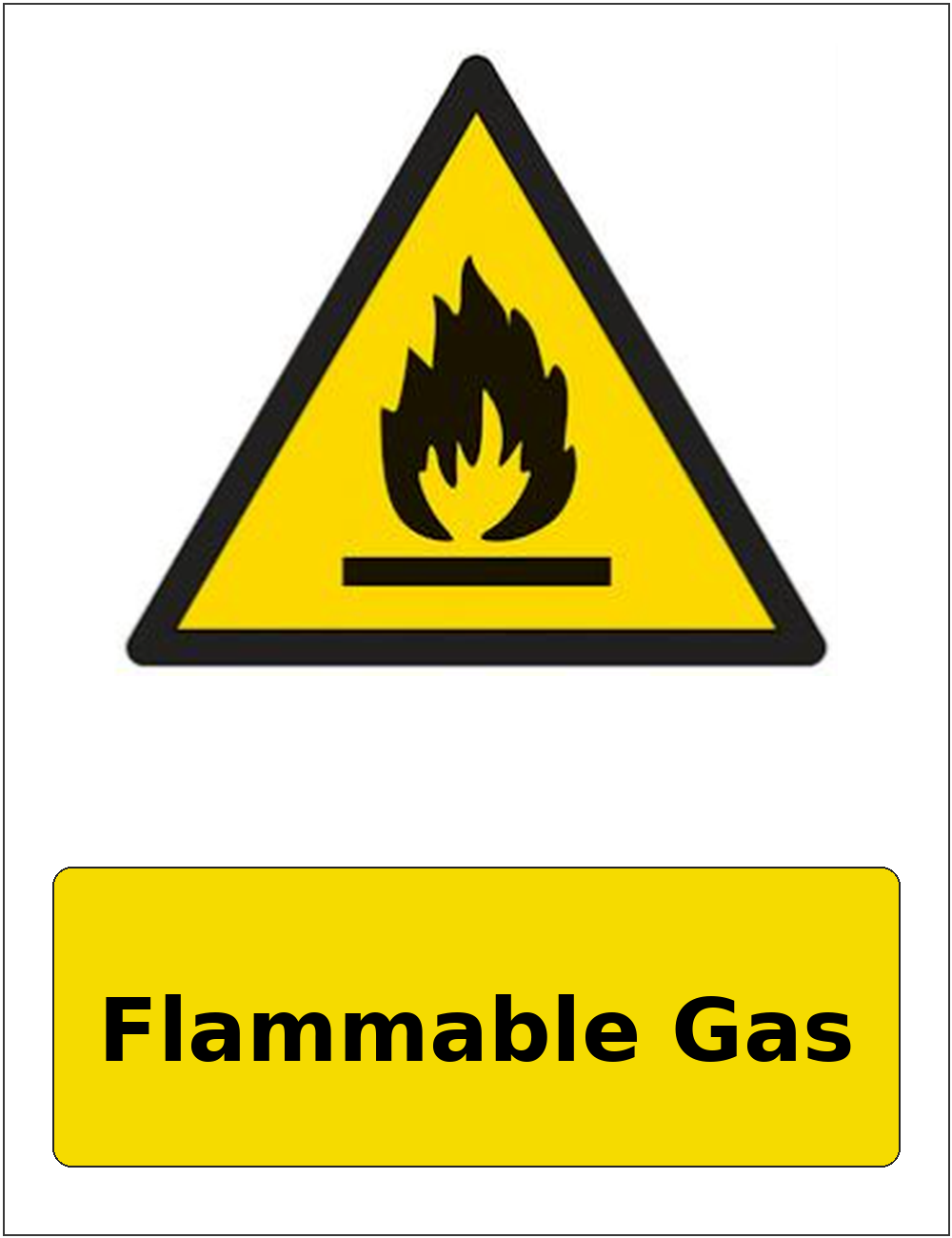 Flammable Gas portrait flammable warning sticker