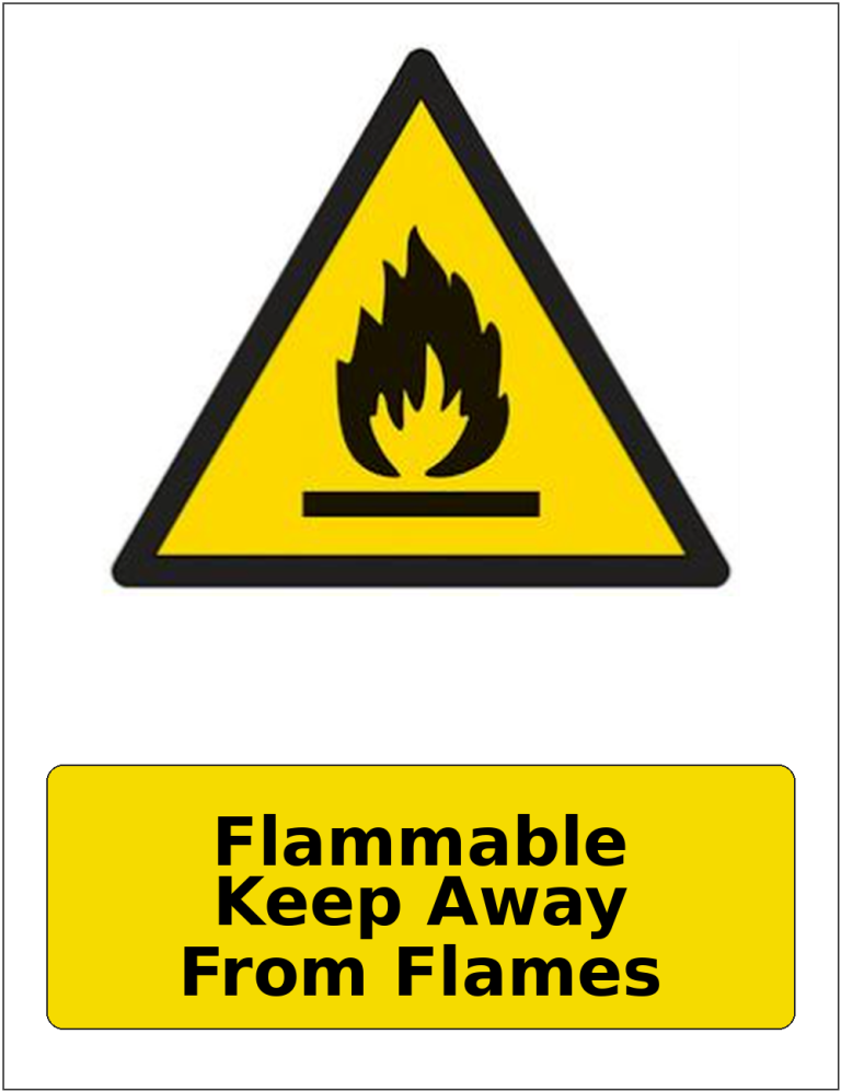 Flammable Keep Away From Flames portrait flammable warning sticker