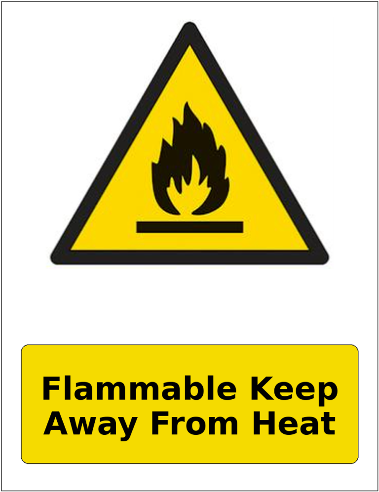 Flammable Keep Away From Heat portrait flammable warning sticker