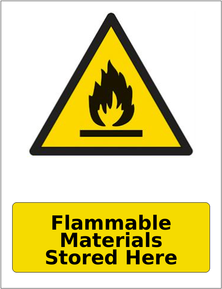Flammable Materials Stored Here portrait flammable warning sticker