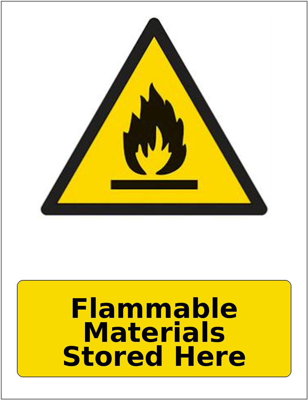 Flammable Materials Stored Here portrait flammable warning sticker