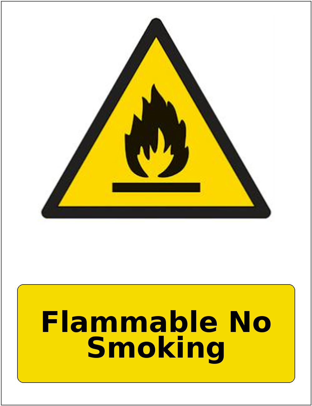 Flammable No Smoking portrait flammable warning sticker