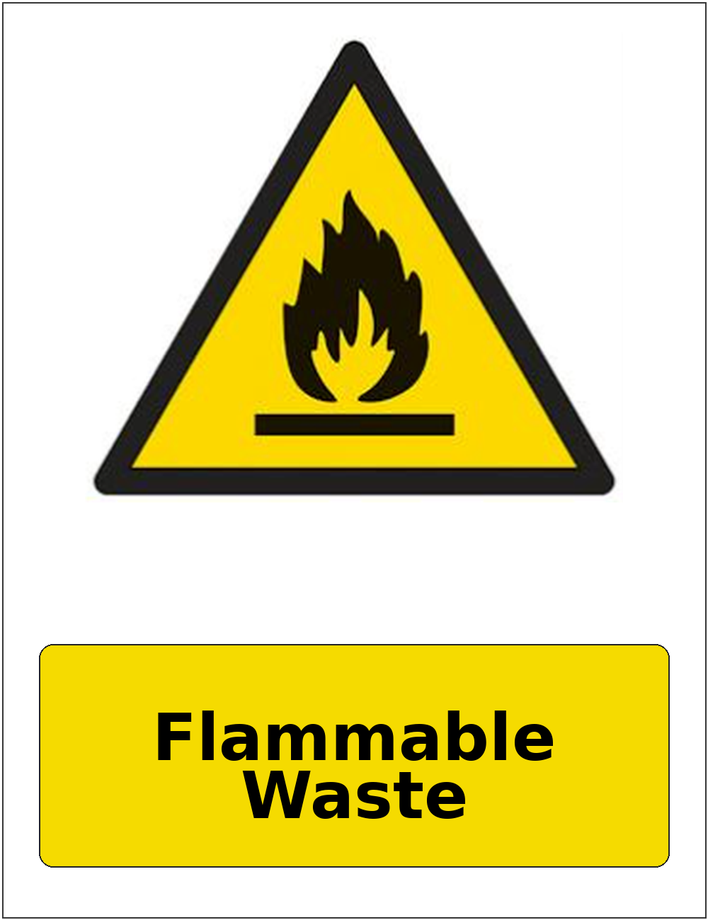 Flammable Waste portrait flammable warning sticker
