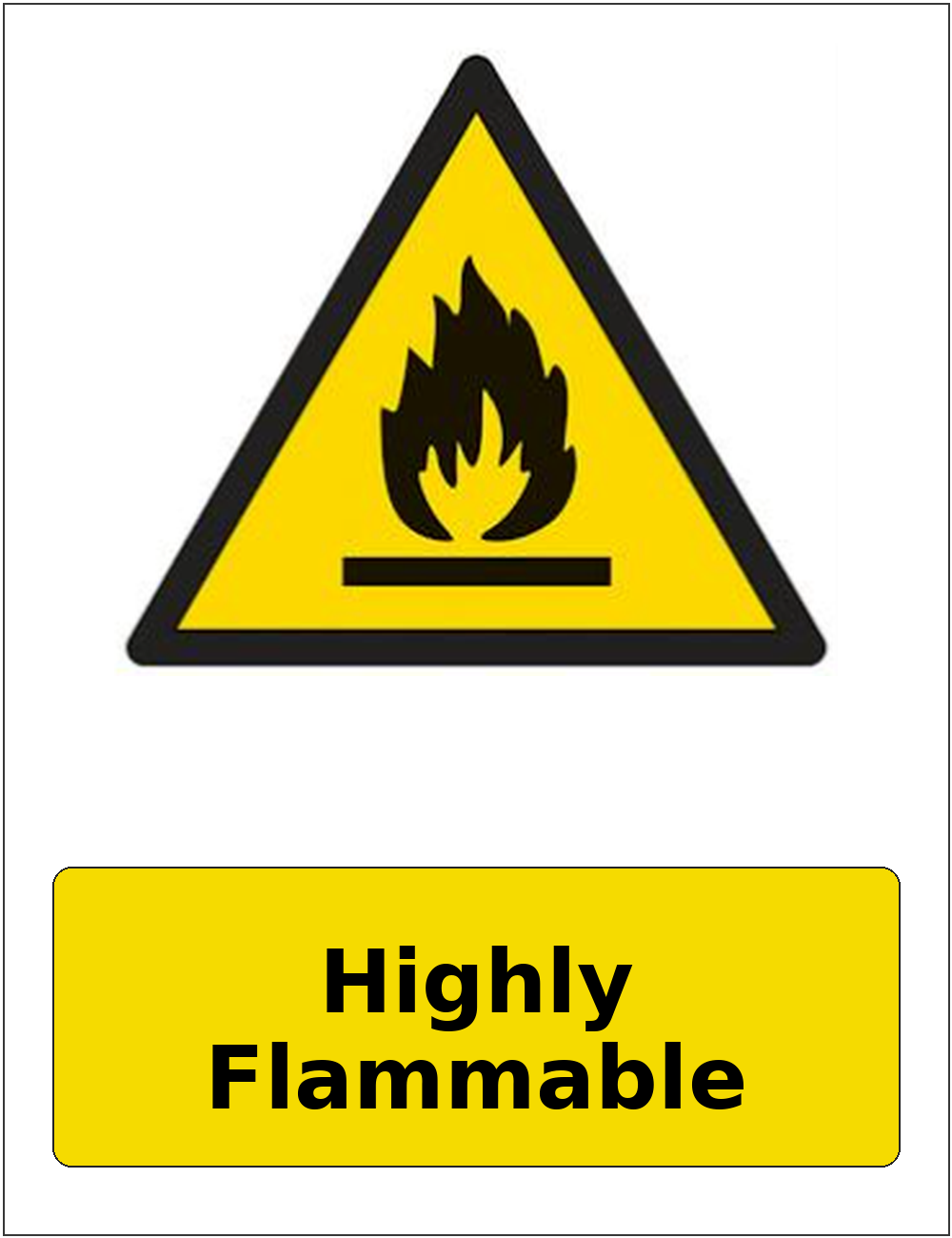 Highly Flammable portrait flammable warning sticker