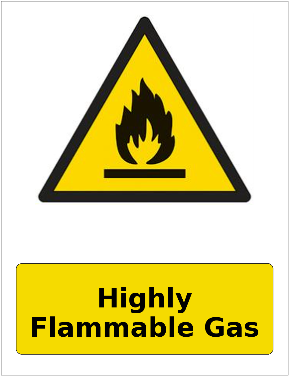 Highly Flammable Gas portrait flammable warning sticker