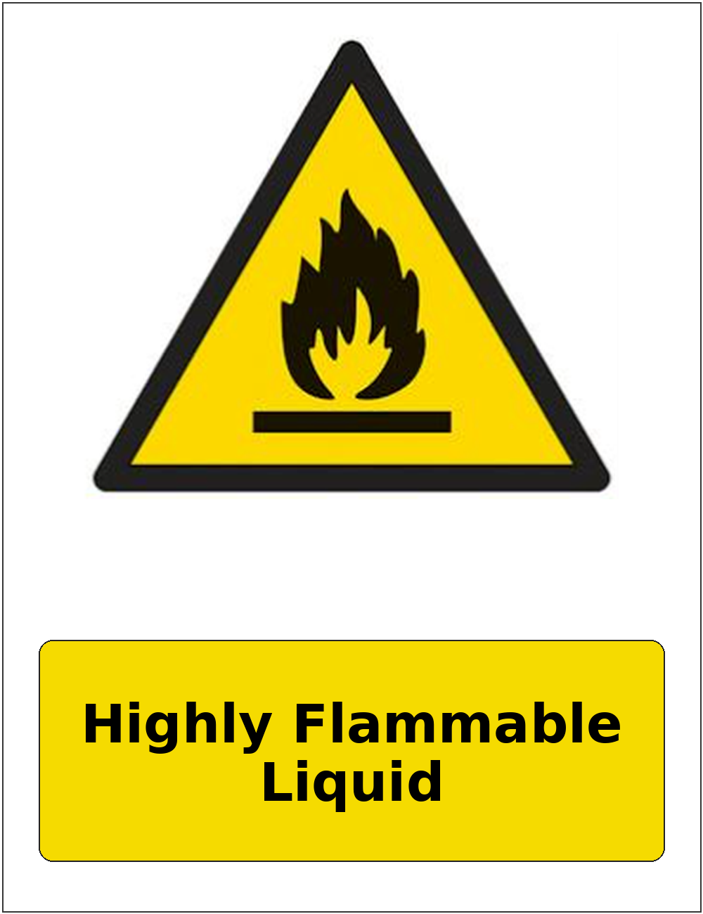 Highly Flammable Liquid portrait flammable warning sticker