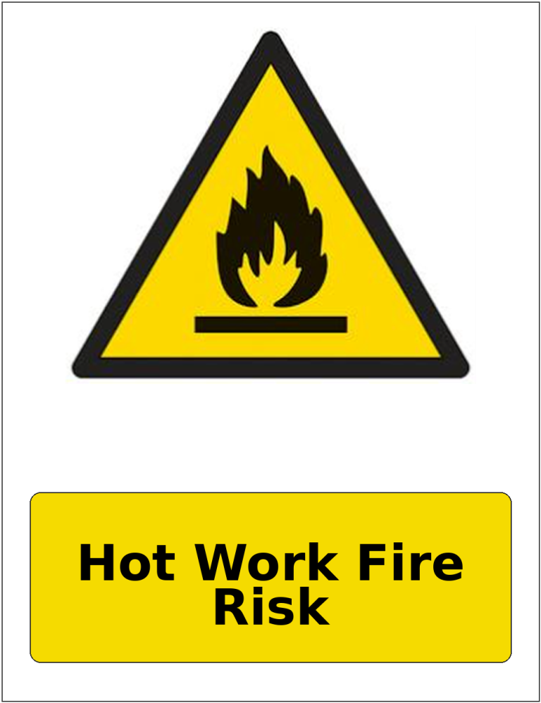 Hot Work Fire Risk portrait flammable warning sticker