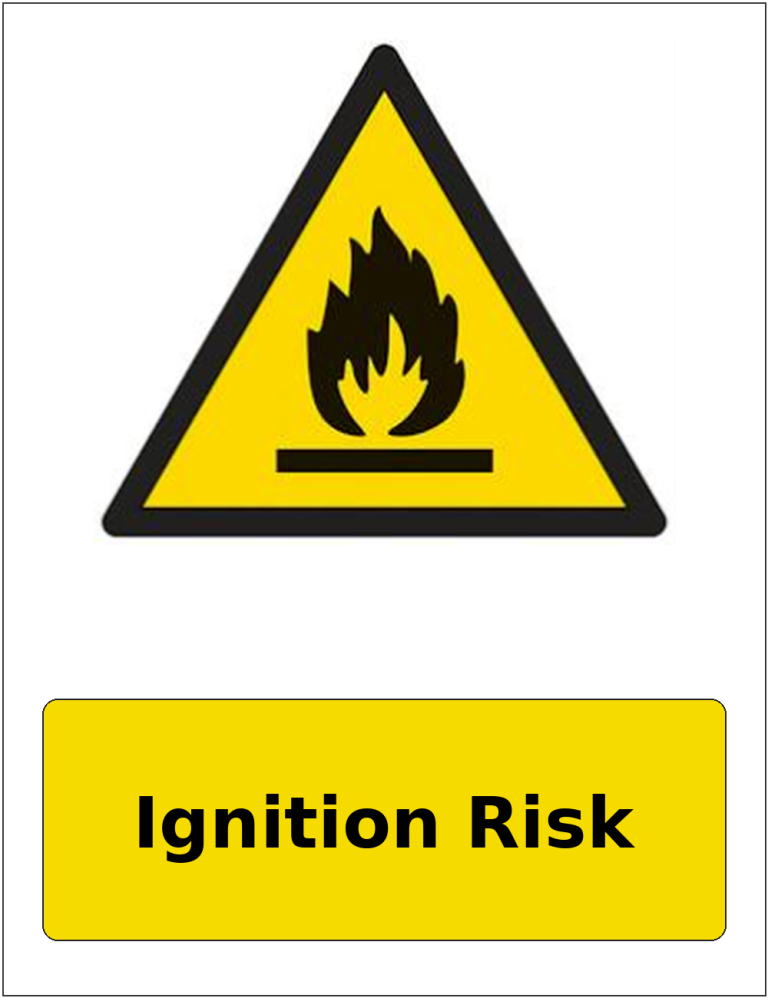Ignition Risk portrait flammable warning sticker