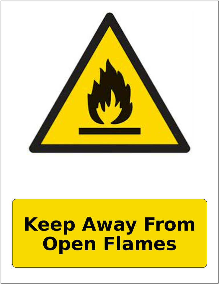 Keep Away From Open Flames portrait flammable warning sticker