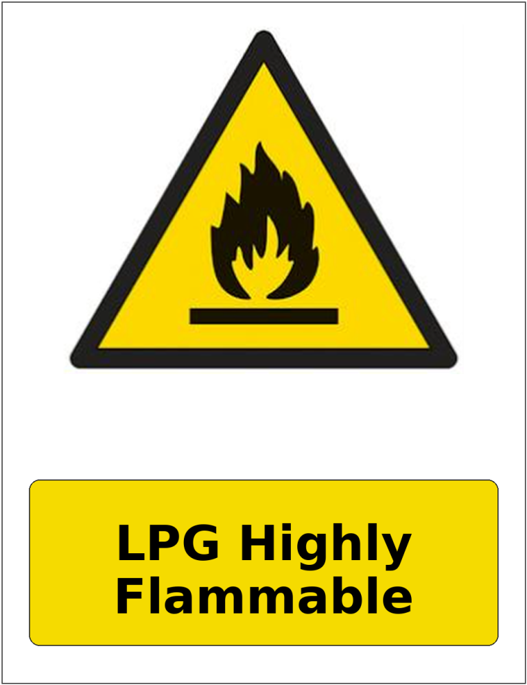 LPG Highly Flammable portrait flammable warning sticker