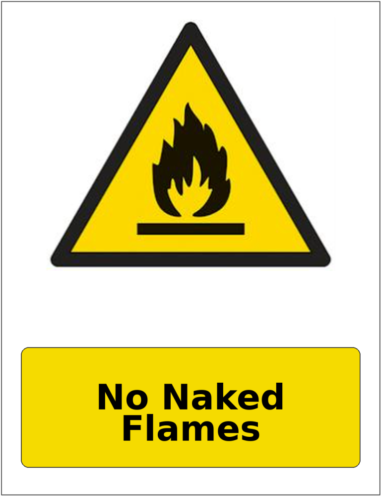 No Naked Flames portrait flammable warning sticker