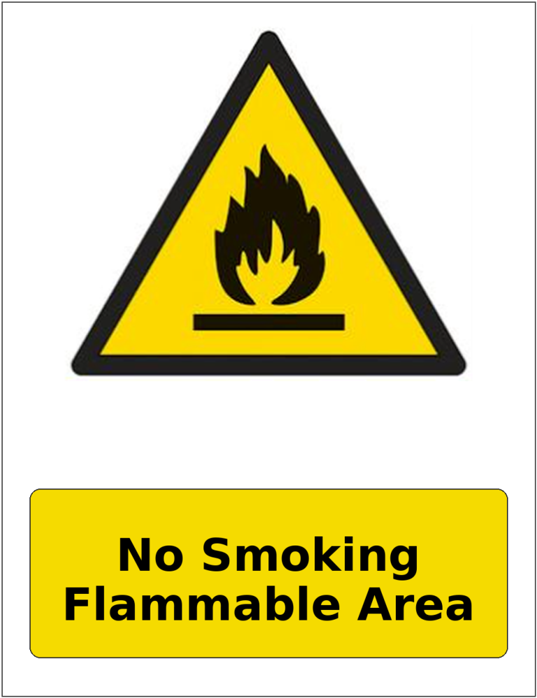 No Smoking Flammable Area portrait flammable warning sticker