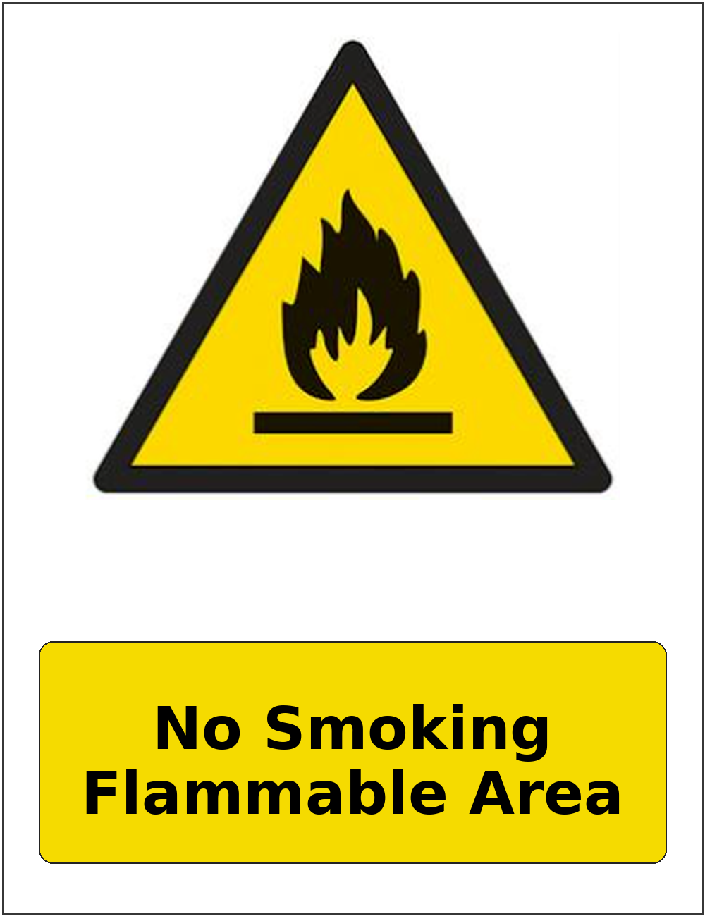 No Smoking Flammable Area portrait flammable warning sticker