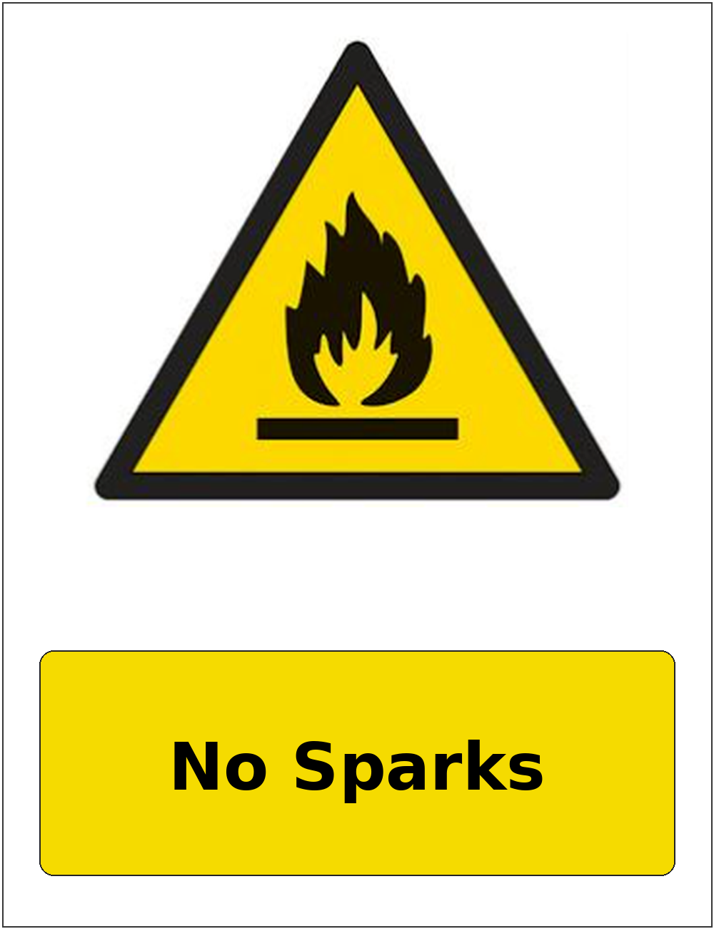 No Sparks portrait flammable warning sticker