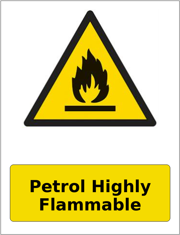 Petrol Highly Flammable portrait flammable warning sticker