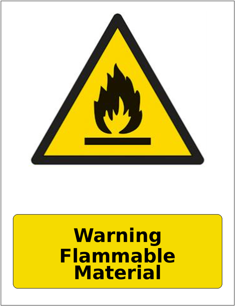 Warning Flammable Material portrait flammable warning sticker