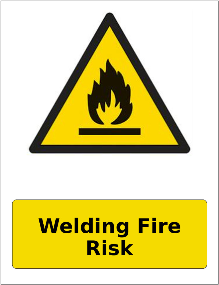 Welding Fire Risk portrait flammable warning sticker