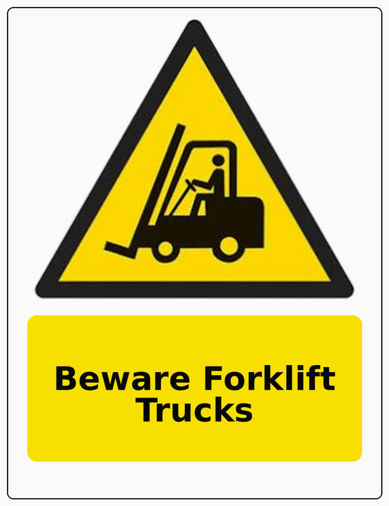 Beware Forklift Trucks portrait forklift warning sticker