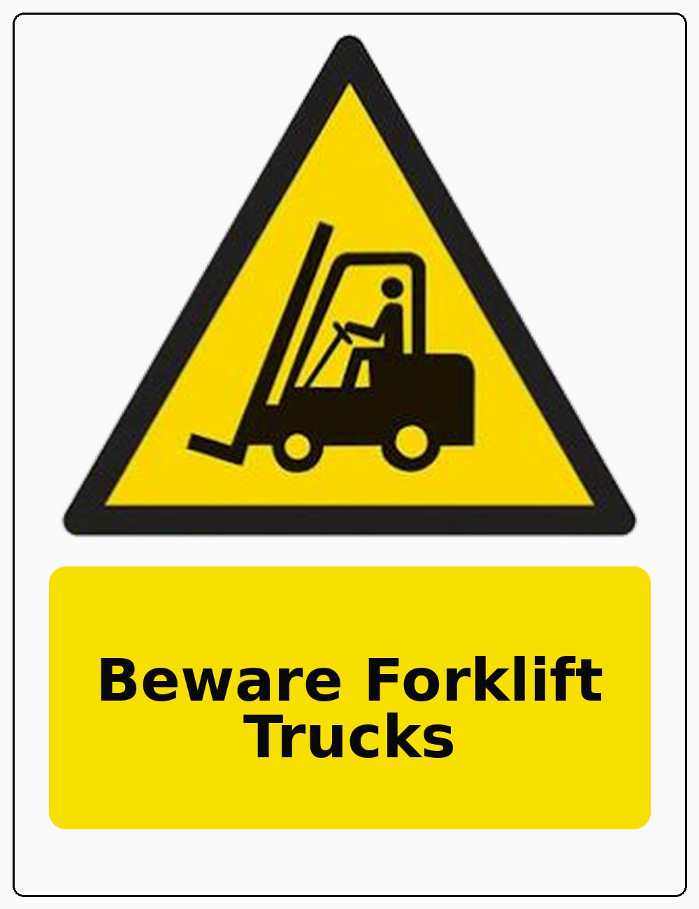 Beware Forklift Trucks portrait forklift warning sticker