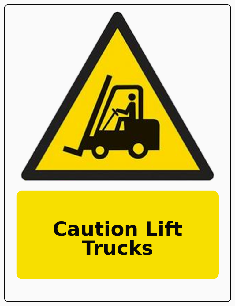Caution Lift Trucks portrait forklift warning sticker