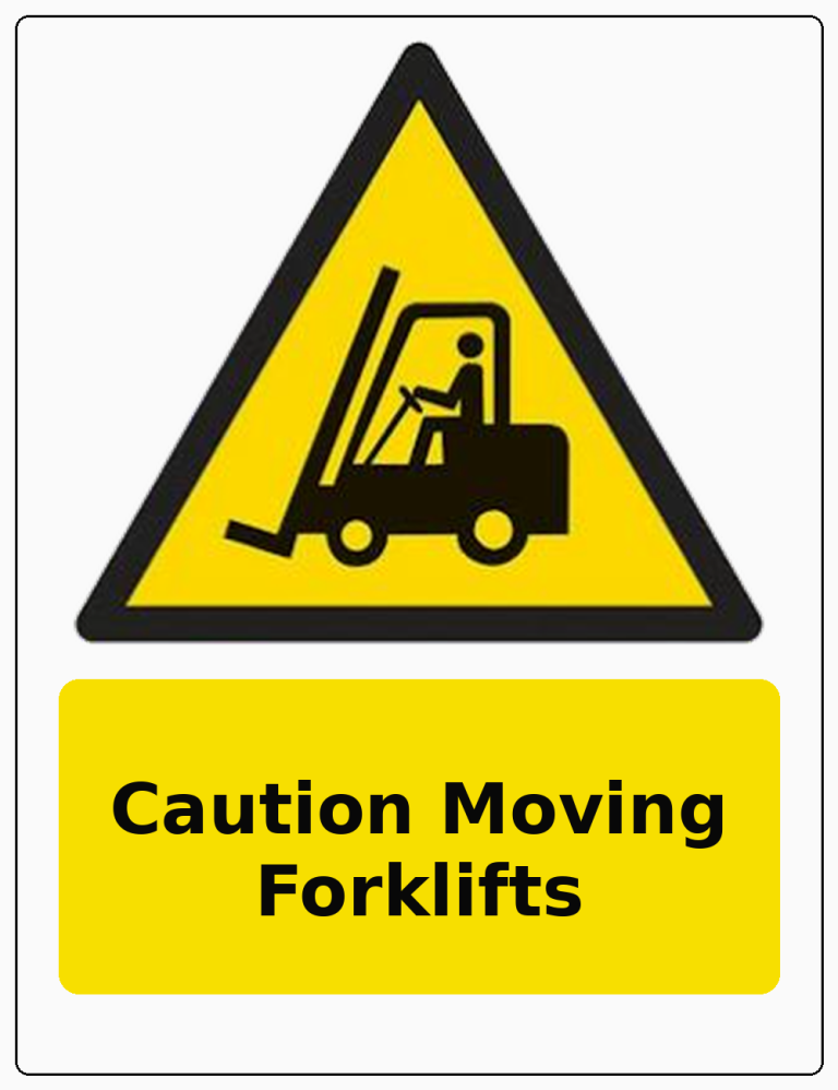 Caution Moving Forklifts portrait forklift warning sticker