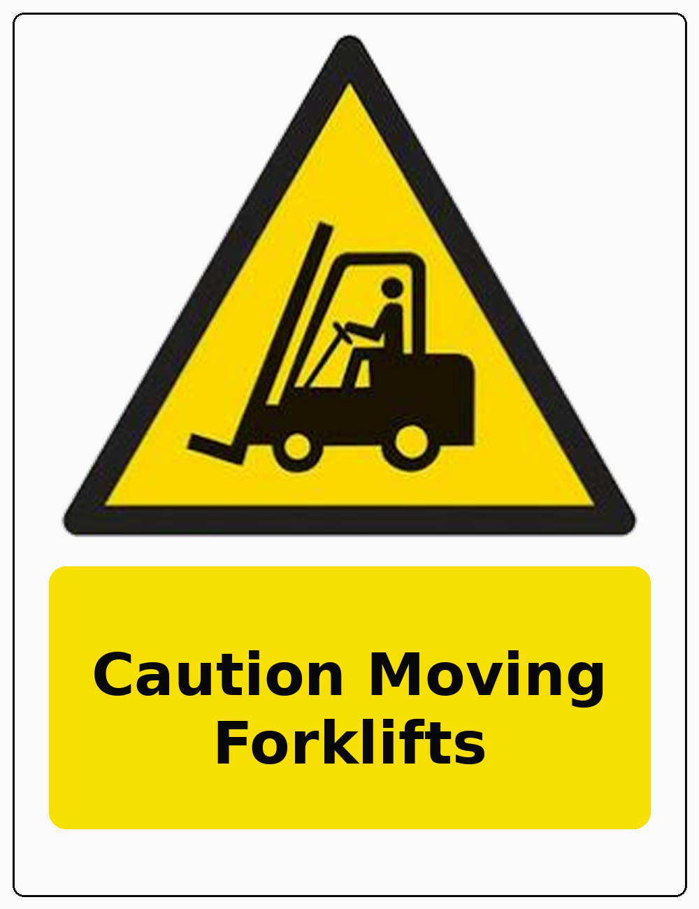 Caution Moving Forklifts portrait forklift warning sticker