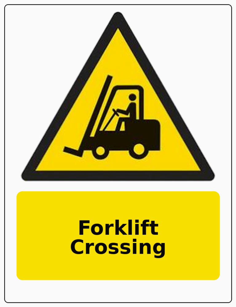 Forklift Crossing portrait forklift warning sticker