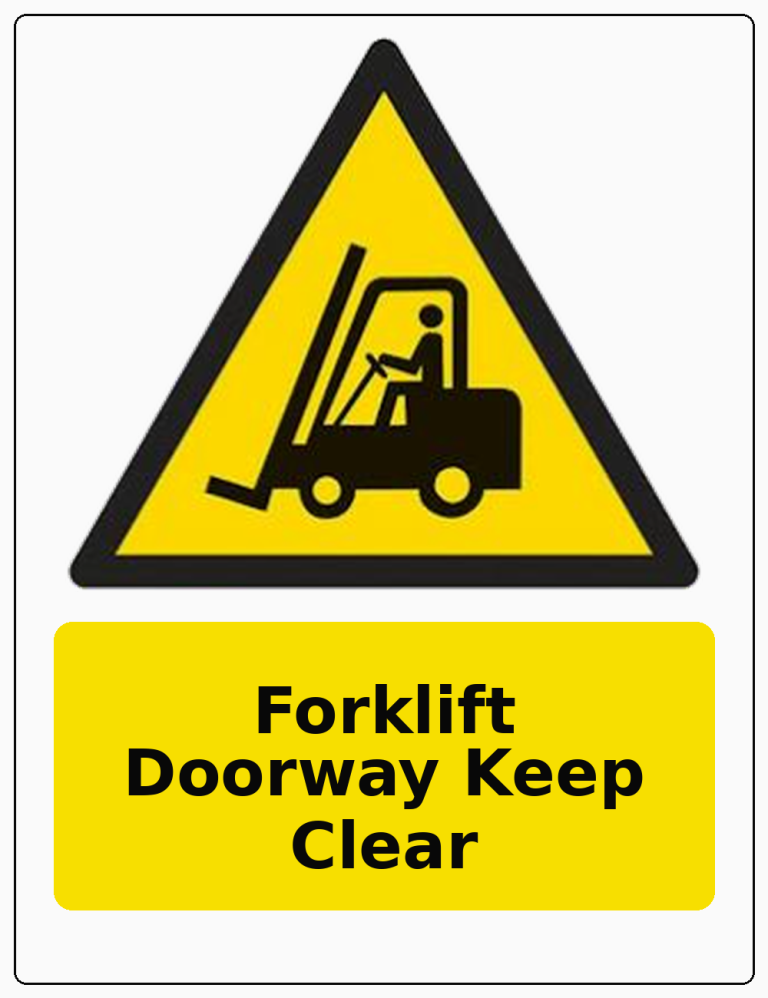 Forklift Doorway Keep Clear portrait forklift warning sticker
