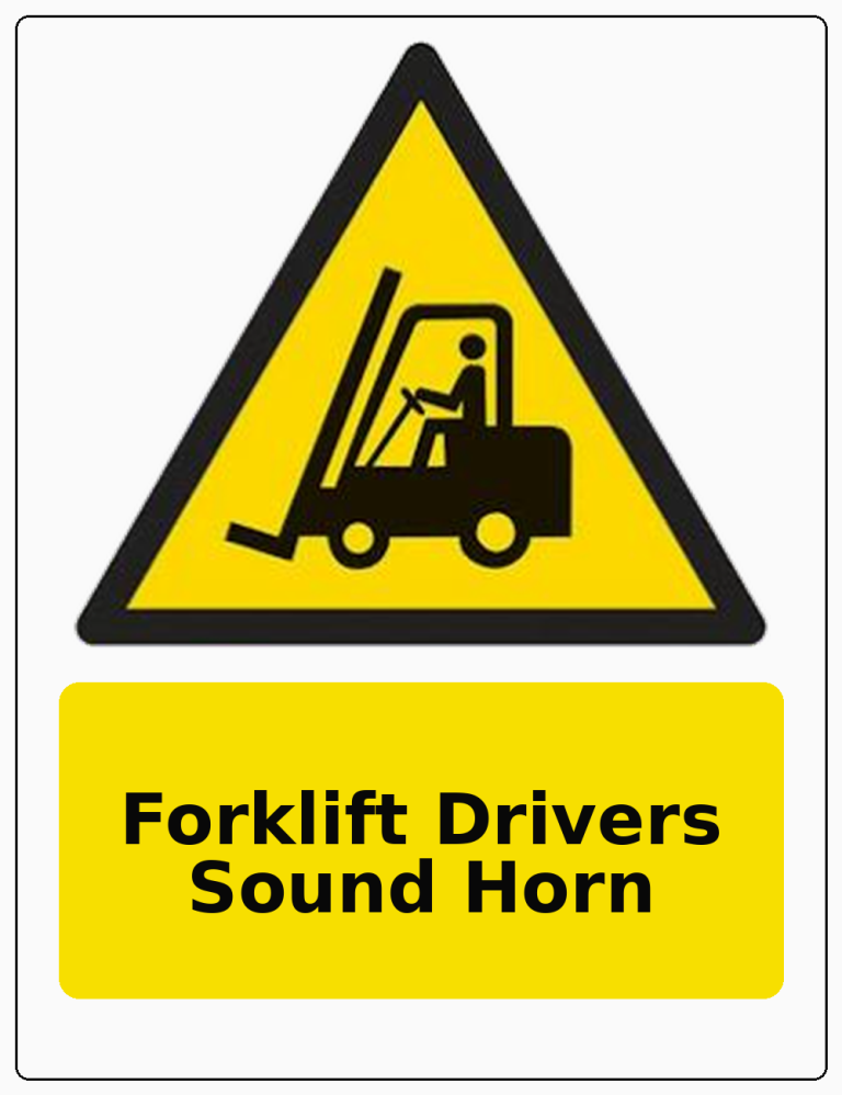 Forklift Drivers Sound Horn portrait forklift warning sticker