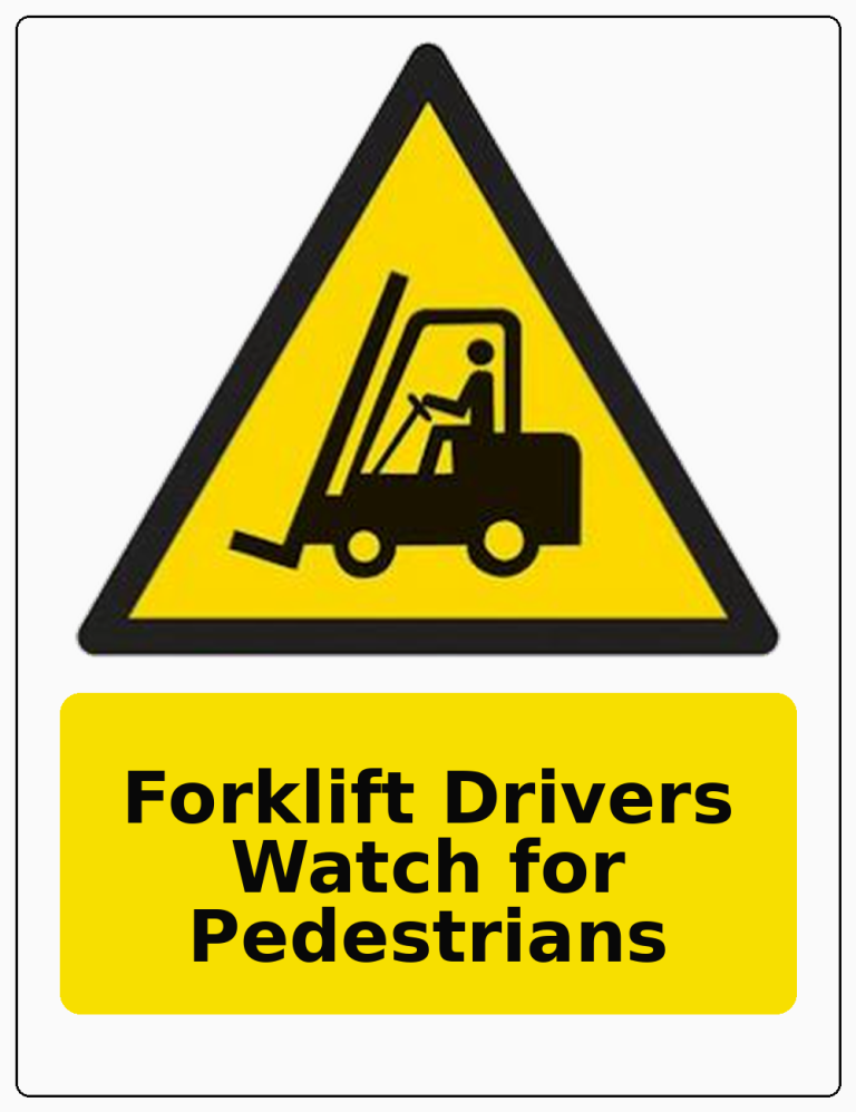 Forklift Drivers Watch for Pedestrians portrait forklift warning sticker