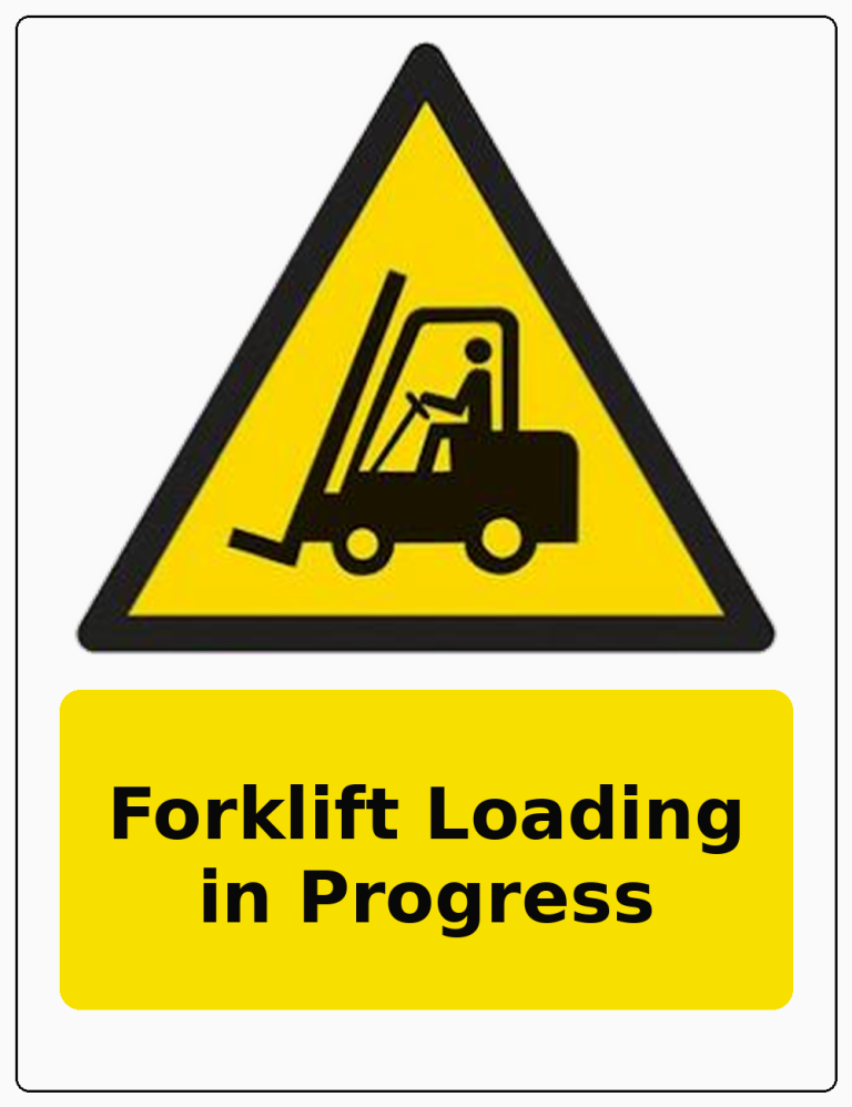 Forklift Loading in Progress portrait forklift warning sticker