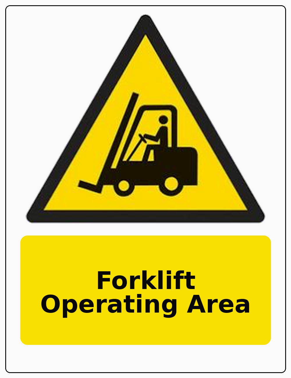 Forklift Operating Area portrait forklift warning sticker