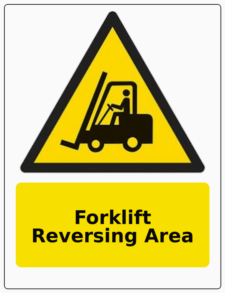 Forklift Reversing Area portrait forklift warning sticker