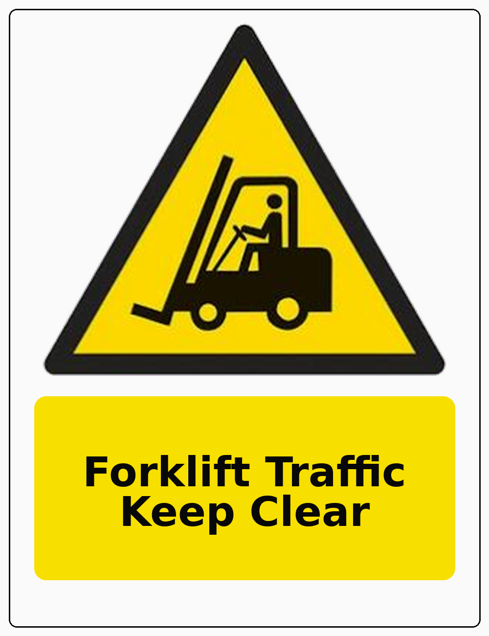 Forklift Traffic Keep Clear portrait forklift warning sticker