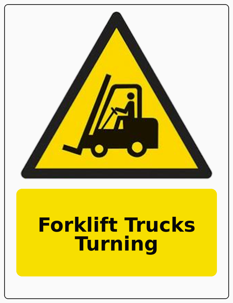 Forklift Trucks Turning portrait forklift warning sticker