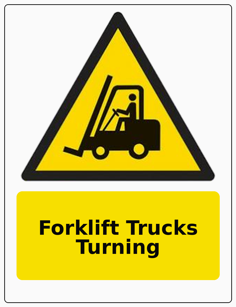 Forklift Trucks Turning portrait forklift warning sticker