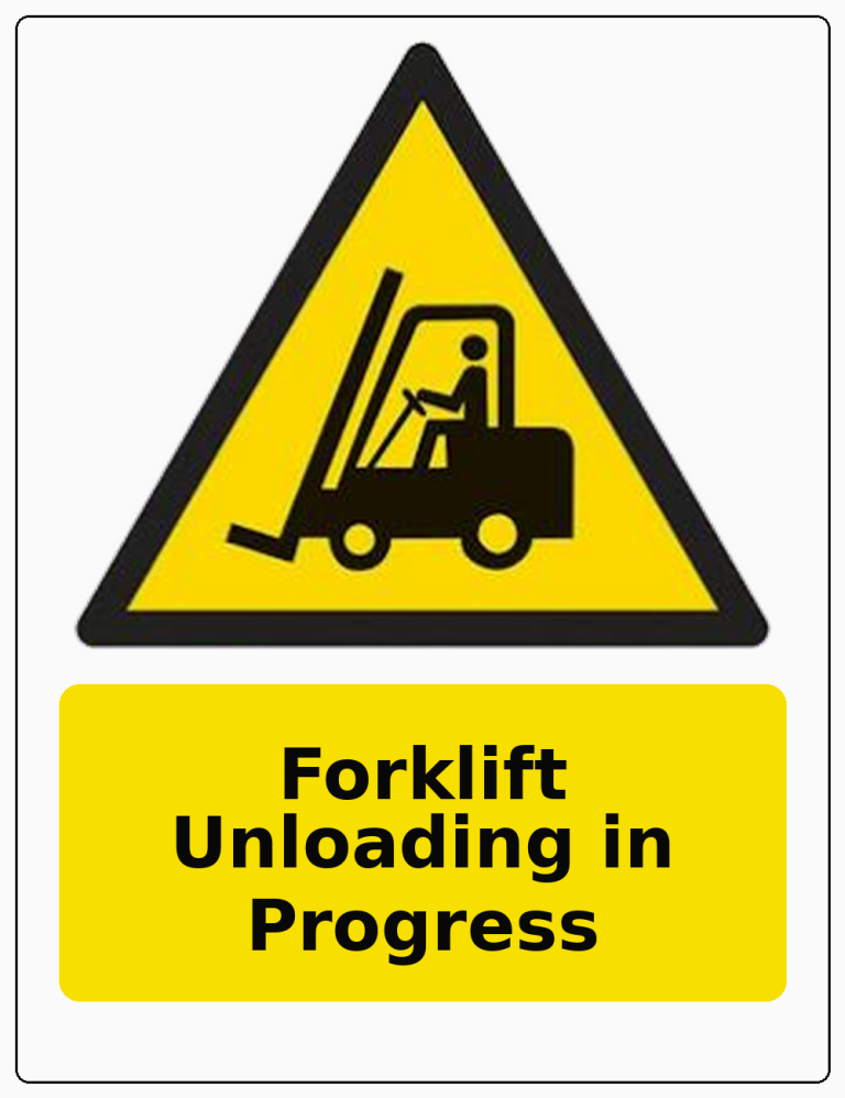 Forklift Unloading in Progress portrait forklift warning sticker